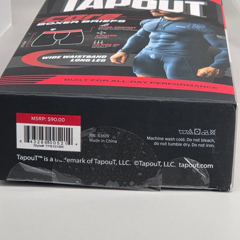 Tapout Boxer Briefs Men M 32-34 5 Pack Core Long Leg Wide Waistband Athletic New